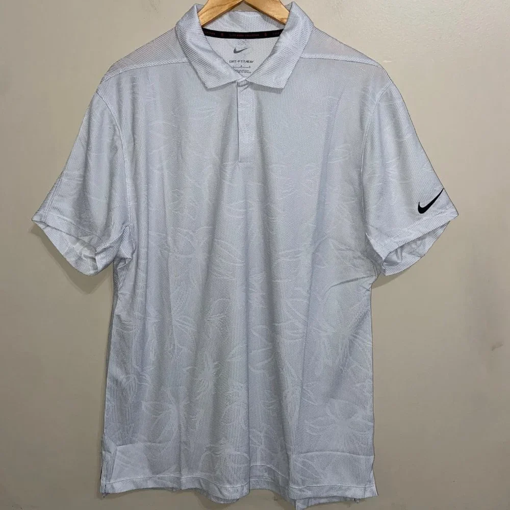 Nike Golf Tiger Woods TW ADV Polo Shirt DH0919-025 White Photon Dust Men L NEW